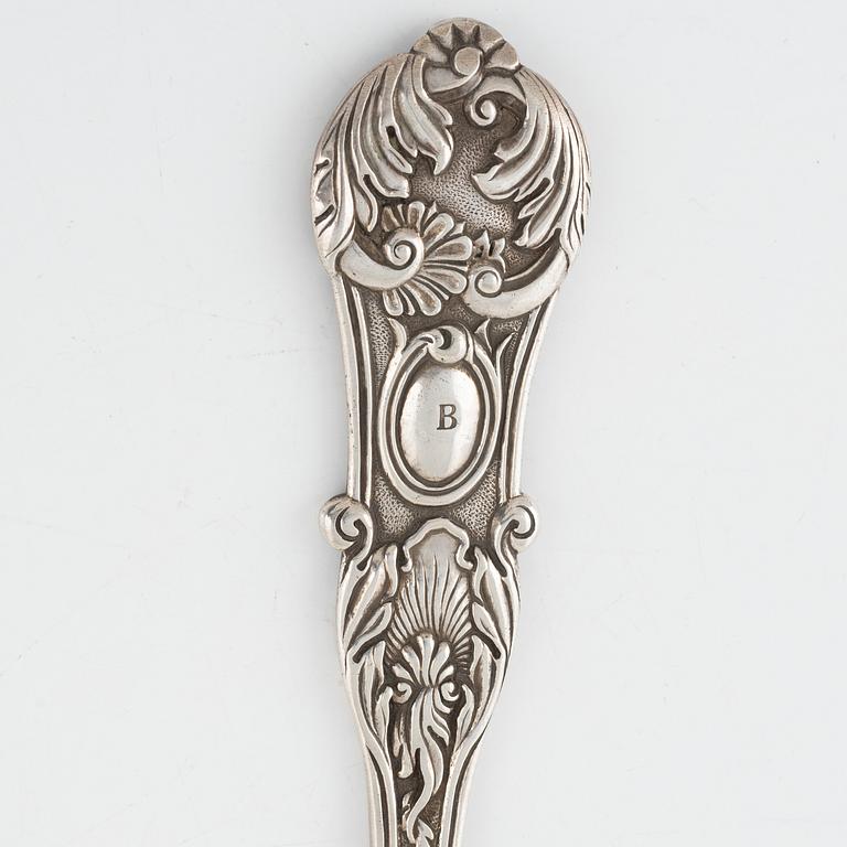 A Swedish Silver Serving Spoon, mark of Adolf Zethelius, Stockholm 1843.