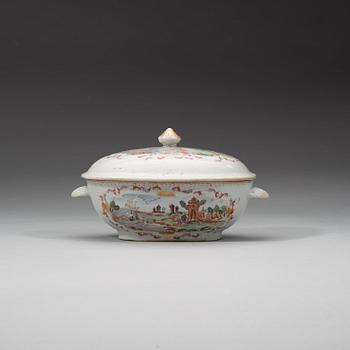 TERRIN med LOCK och FAT, kompaniporslin. Qingdynastin, Qianlong (1736-95).