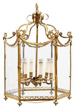 596. A Gustavian-style 19th century six-light lantern.