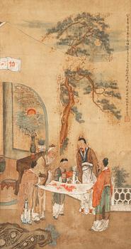 1315. OKÄND KONSTNÄR, målning på siden. Qing dynastin, sent 1800-tal.