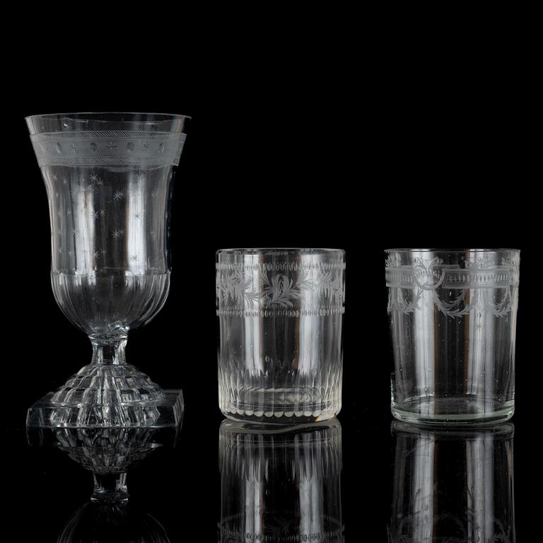 Glas, 14 st, sengustavianska, tidigt 1800-tal.