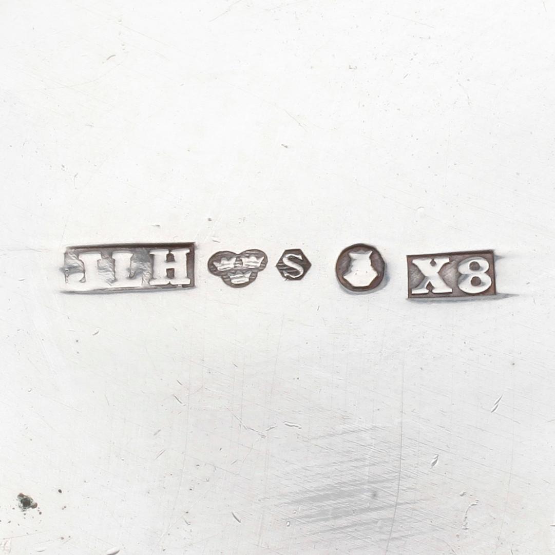 GRÄDDKANNA, SOCKERSKÅL OCH BRICKA, silver, Stockholm 1948. Total vikt ca 486 g.