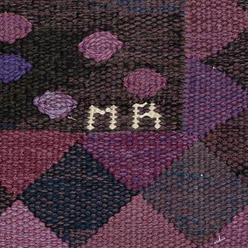 Marianne Richter, a carpet, "Granen violett", tapestry weave, 223 x 152 cm, signed AB MMF MR.