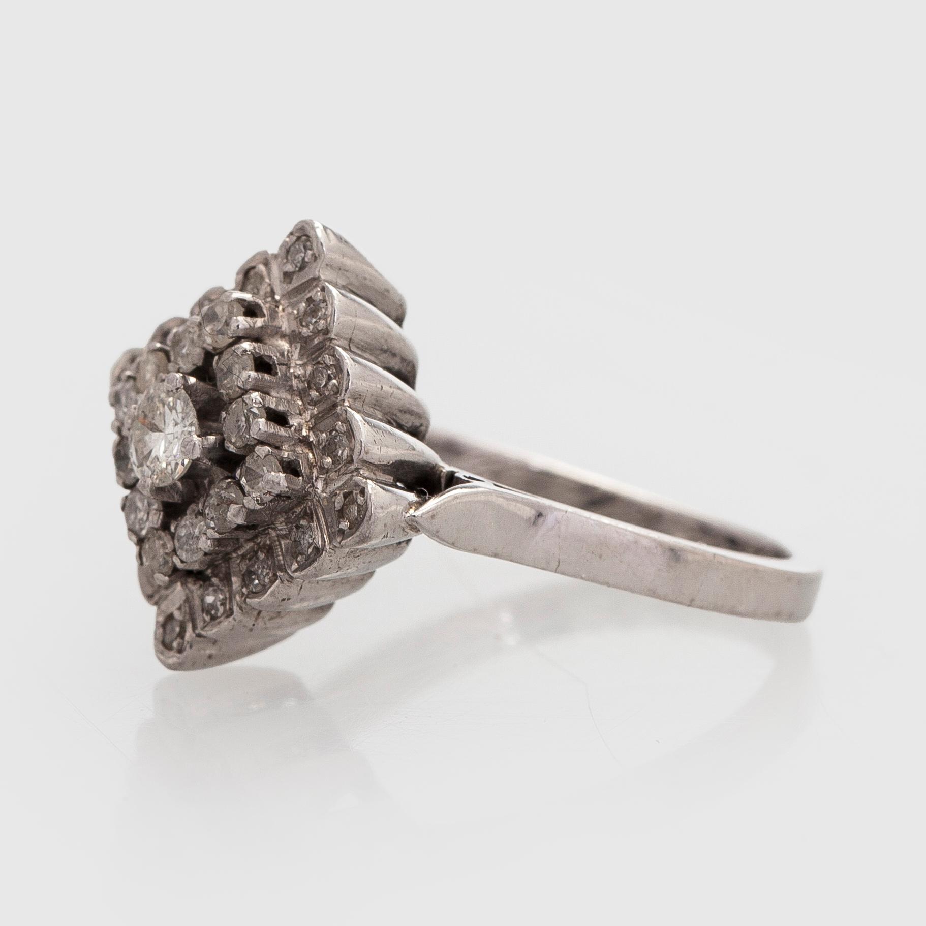 Ring, brilliant and 8/8 cut diamonds, 14K white gold.