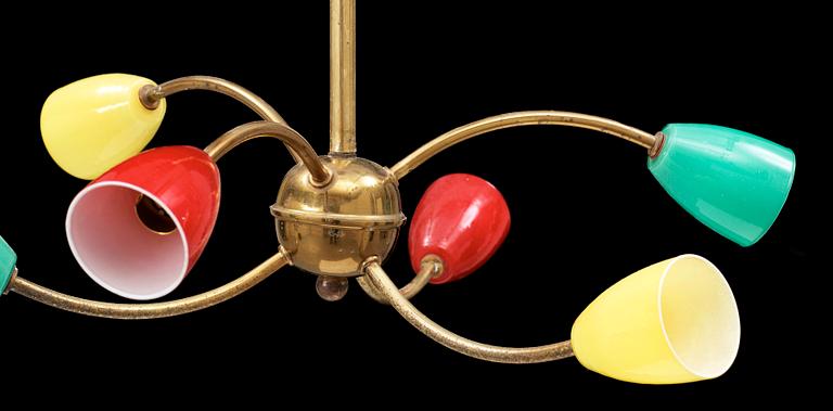 TAKLAMPA, mässing, 1950-tal. H 35.