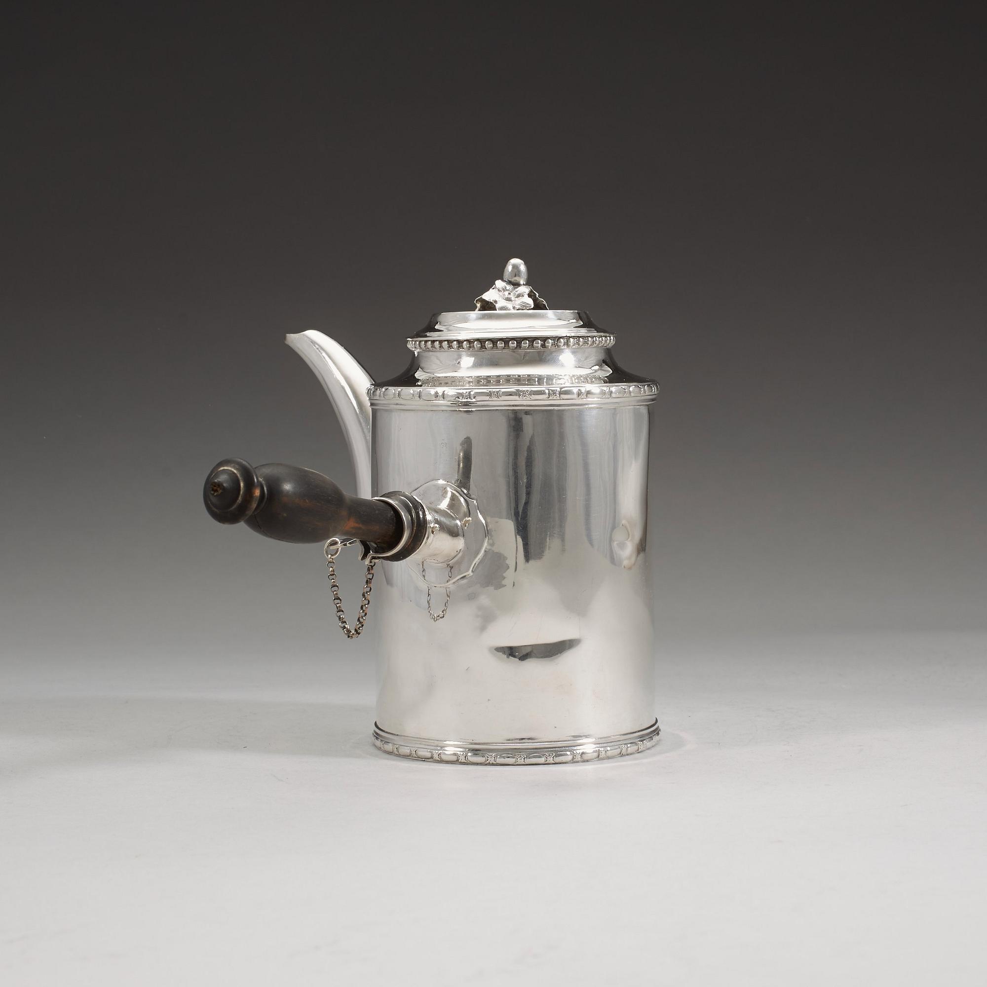A Swedish 18th century silver coffee-pot, Julius Marianus Bergs, Stockholm 1784.