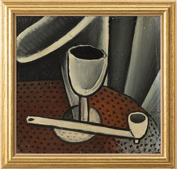 Eugéne de Sala, Still life with wine glass and pipe.