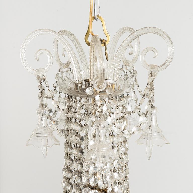 A cut-glass chandelier, first part 20th century.