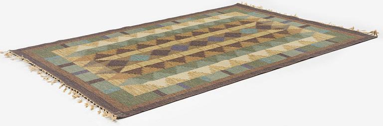 Inga-Mi Varneus Rydgren, a carpet, flat weave, c. 246 x 169 cm, signed IV.