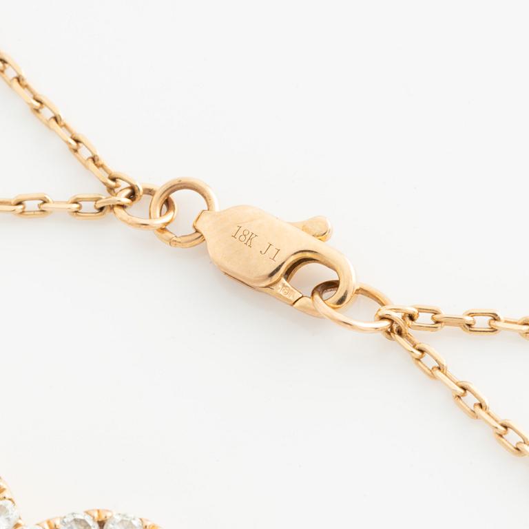 Armband, 18K guld med briljantslipade diamanter.