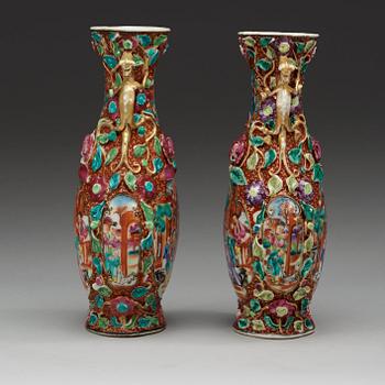 A pair of famille rose vases, Qing dynasty, Qianlong (1736-95).