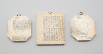 MINIATYRER, 3 st, gouacher, en otydligt signerad, 1900-talets första hälft.