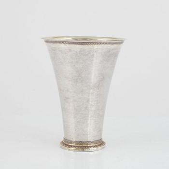 A Swedish 18th century parcel-gilt silver beaker, mark of Abraham Wirgman, Göteborg 1759.