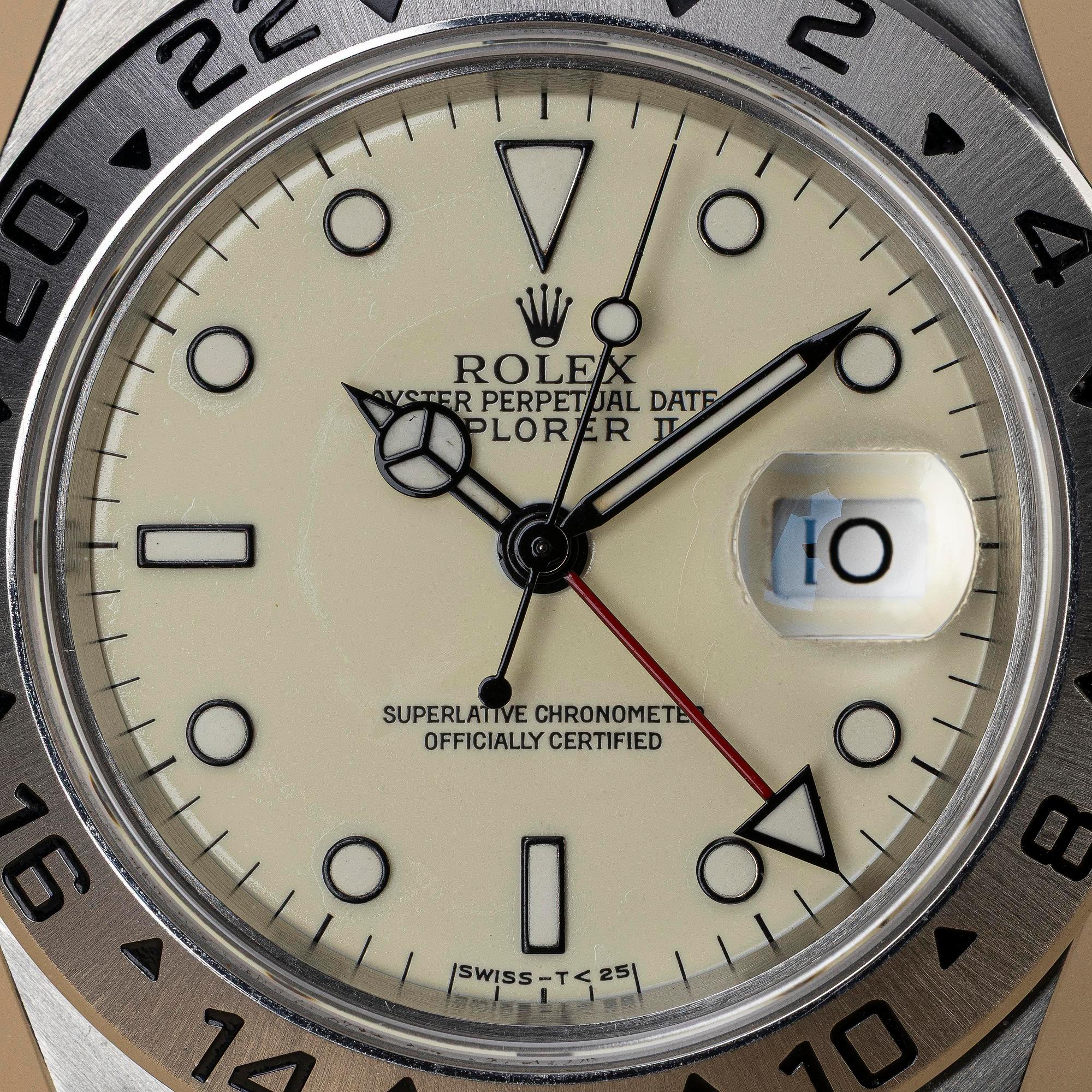 Rolex, Explorer II, "Cream Non-Rail Dial", "Jubilee Bracelet", ca 1993.
