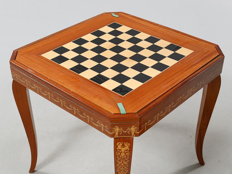 A gaming table and two chairs from Italy, 1950s.
