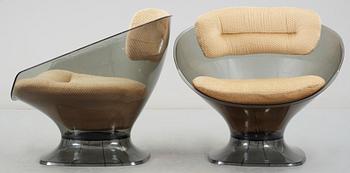 STOLAR, ett par, "Space age plexi ball chair" Raphel Raffel, 1960/70-tal.