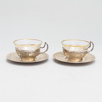 A 7-piece Persian silver tea set, 20th century.