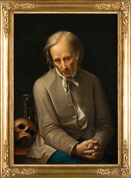 Okänd konstnär, en äldre man med en dödskalle och ett timglas, 1800/1900-tal, efter C.-F. Hutin.