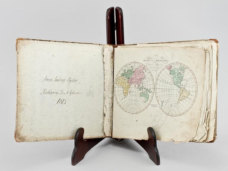 KARTBOK, "Atlas Juvenilis eller Geographiska Kartor", Anders Åkerman, Holmberg 1801.