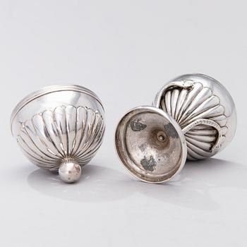 A 19th century silver salt caster, presumably from Bamberg, Germany. Weight 76 g.