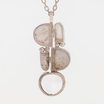 Jorma Laine, Pendant and chain, rock crystal, silver, Turun Hopea 1973.
