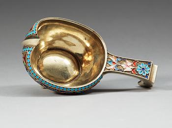 A Russian early 20th century silver-gilt and enamel, makers mark of Pavel Ovchinnikov, Moscow 1899-1908.