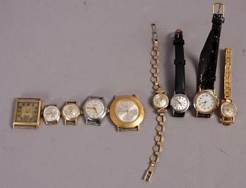 ARMBANDSUR, 9 st, bl a guldur.