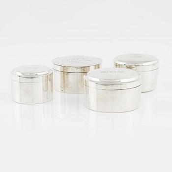 Four Swedish Silver Boxes, including mark of  Lorenz Georg Weis, Norrköping 1823.