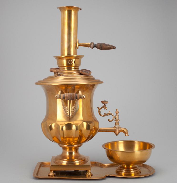 SAMOVAR, mässing, Nikolay Malikov, Tula, Ryssland 1800-tal.