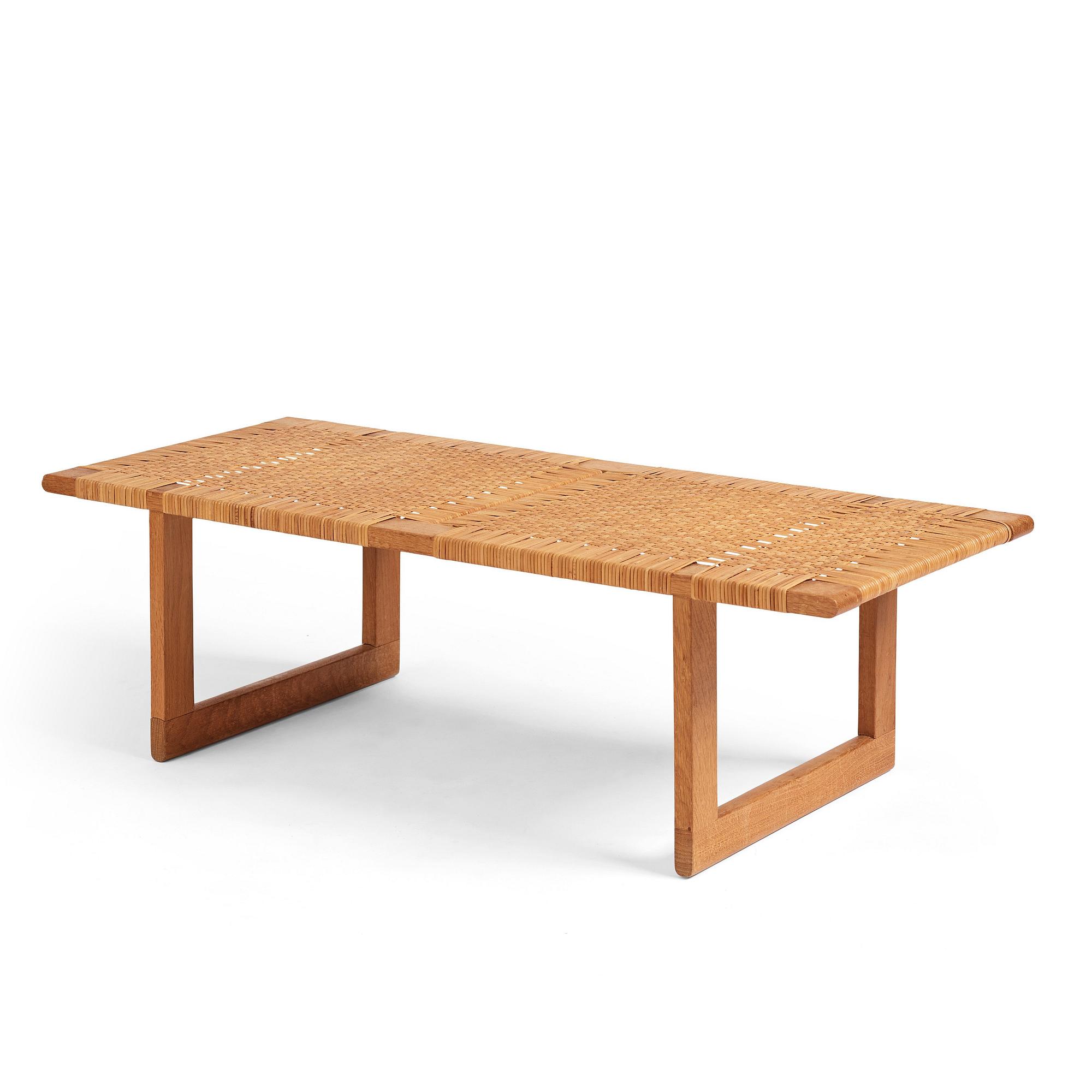 Børge Mogensen, an oak and rattan bench by cabinetmaker Erhard Rasmussen, Denmark 1950s/60s.