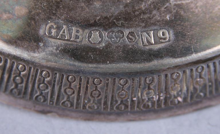 LJUSSTAKAR, ett par, silver, GAB, Stockholm, 1963.