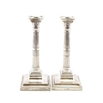 Silver candlesticks, a pair by Harrisson Brothers & Howson, Sheffield England 1893.