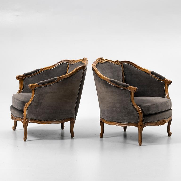 Armchairs, a pair, Rococo style, 20th century.