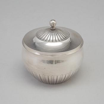 A three piece sterling silver coffee service "Cosmos" design Johan Rohde for Georg Jensen, Copenhage.