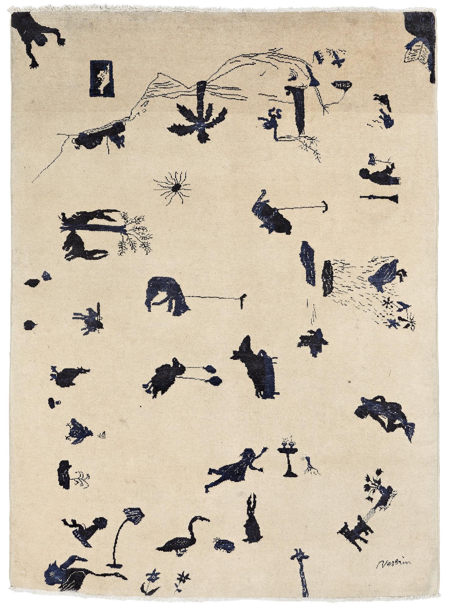Suzanne Nessim, Matto, tufted, ca 143 x 105-106,5 cm, signed Nessim, made in India/Pakistan.