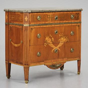 A Gustavian marquetry commode by G. Foltiern (mastewr in Stockholm 1771-1804).