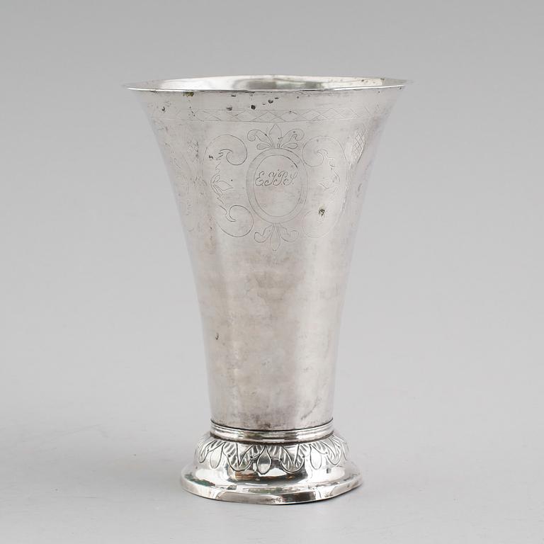 BÄGARE, silver, Per Erik Sundberg, Trosa 1854. Vikt ca 396 gram.