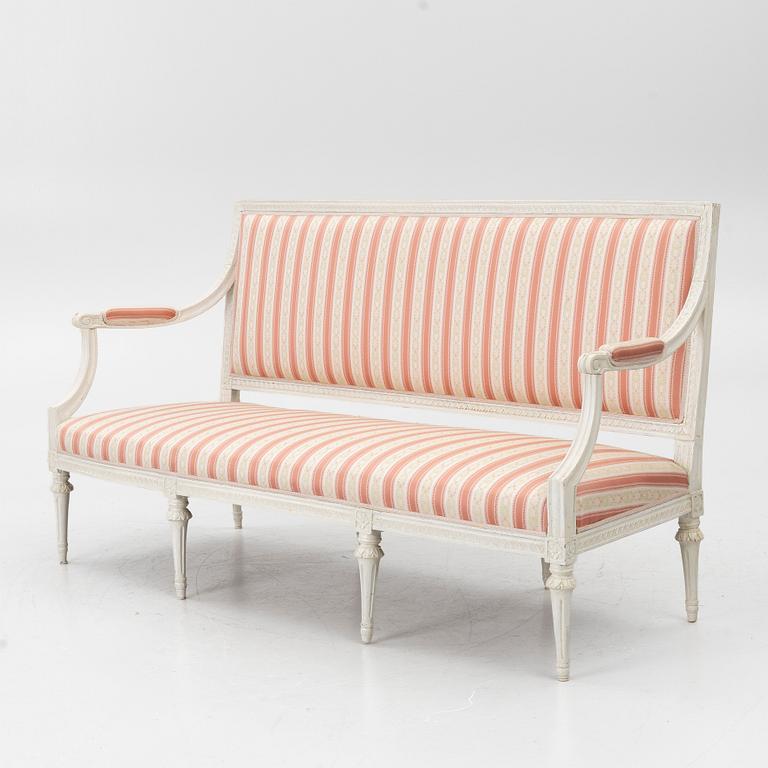 A Gustavian sofa, late 18th century.
