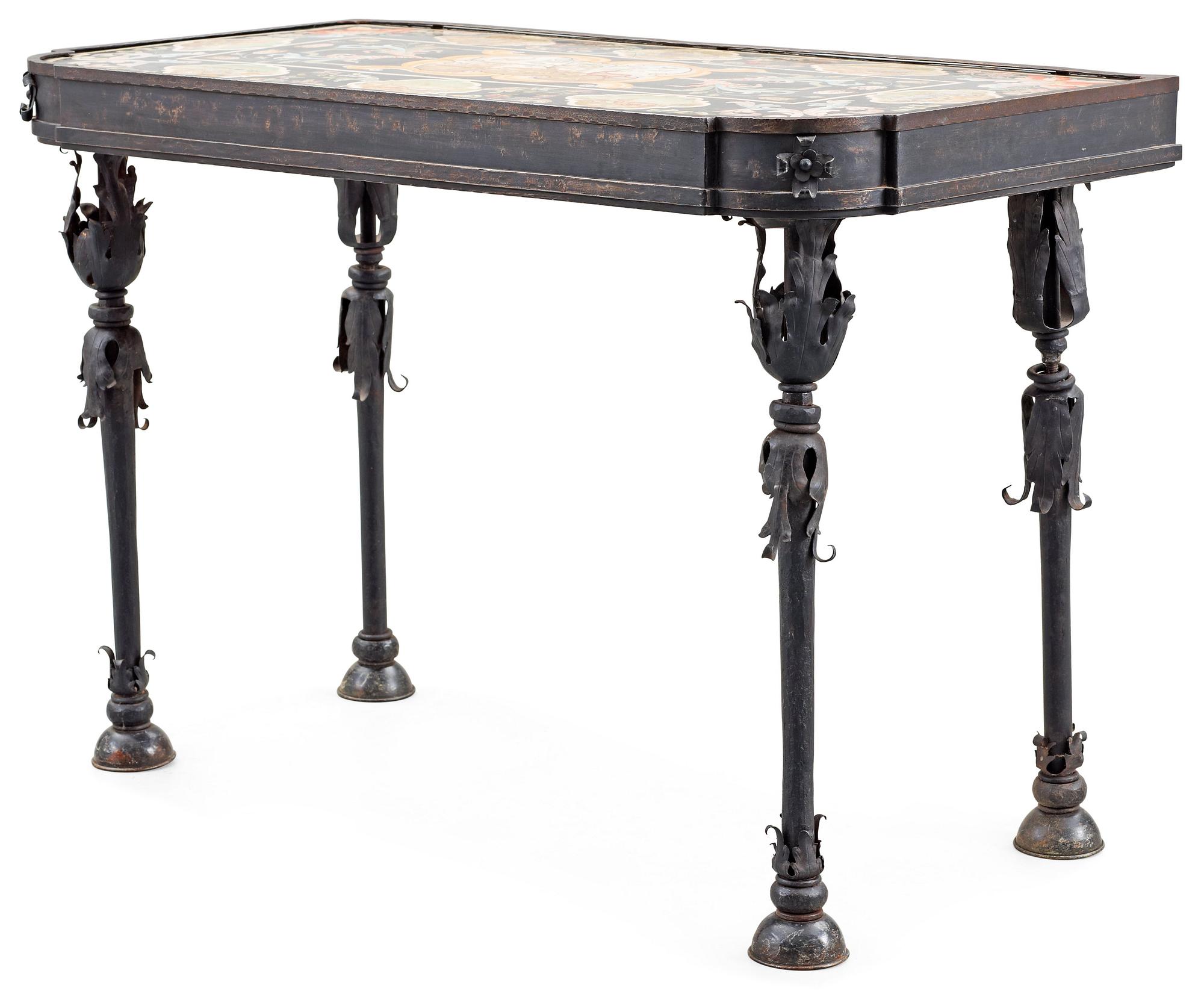 An Italian 18th century scagliola top. Later stand.