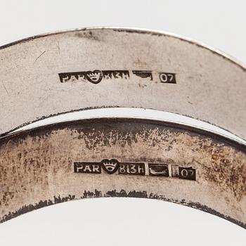 Paula Häiväoja a 3-piece silver bracelet, Pentti Roos, Helsinki, Finland 1967.