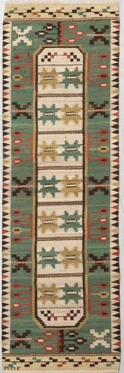 Märta Måås-Fjetterström, A textile, "Rabatten", flat weave, ca 132 x 42 cm, signed MMF.