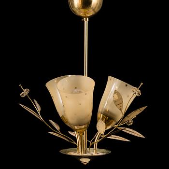 A mid-20th Century brass ceiling light, Itsu, Finland.