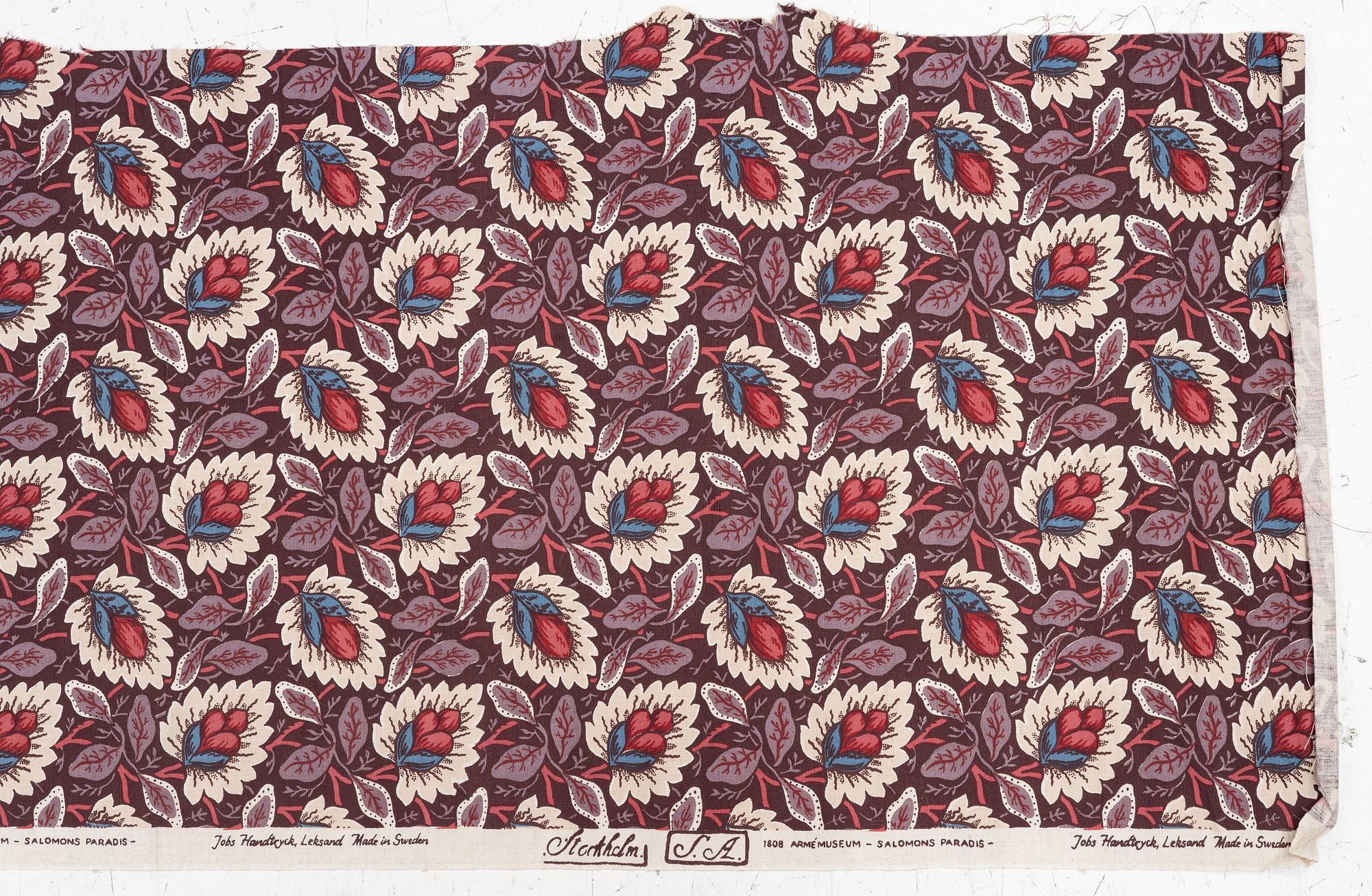 Jobs Handtryck, a fabric, '1808 Armémuseum Salomos Paradis', Leksand.