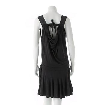 LOUIS VUITTON, a black silk mix dress.