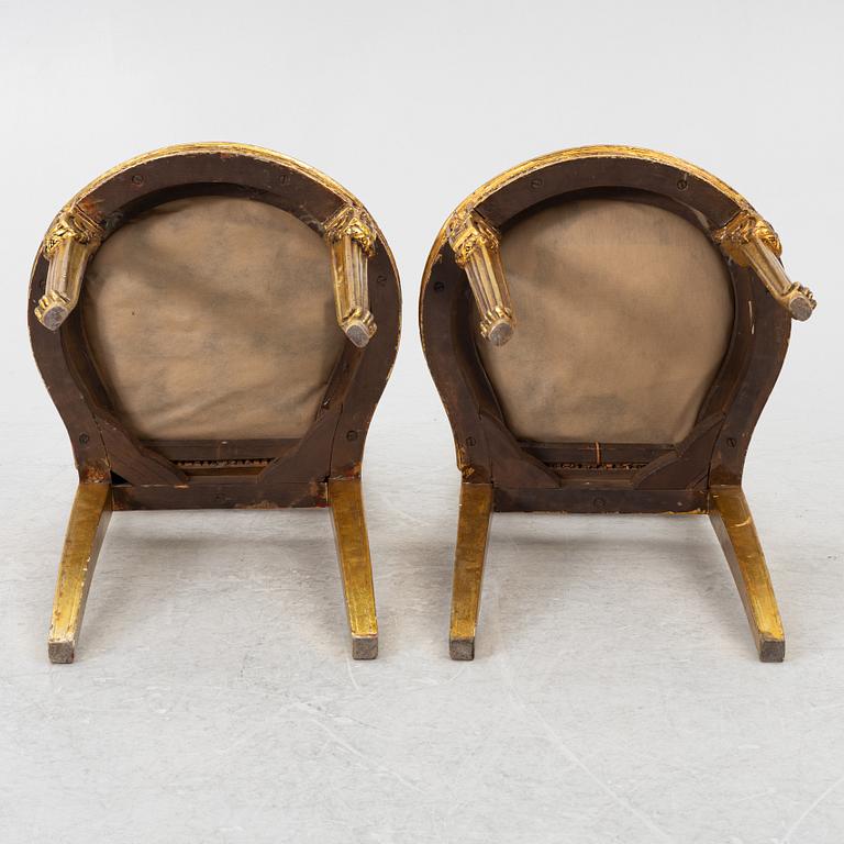 Stolar, ett par, Louis XVI-stil, omkring år 1900.