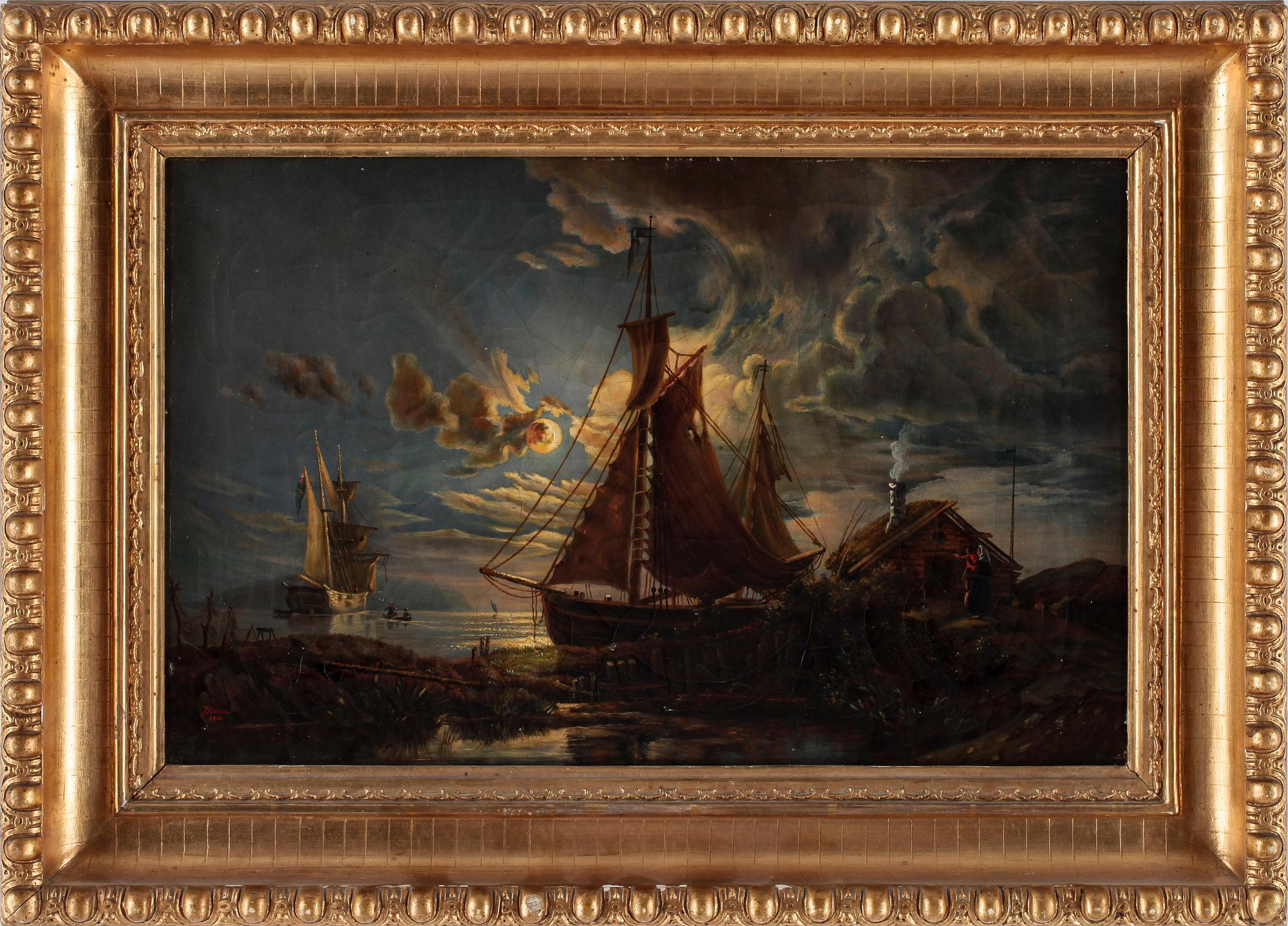 OKÄND KONSTNÄR, olja på duk. Signerad J Billman och daterad 1861.