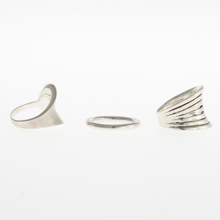 RINGAR, 3 st, sterling silver, bl.a. Jalo, 1900-talets slut.