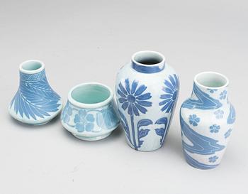 JOSEF EKBERG, 4 stoneware vases Gustavsberg.