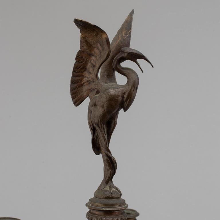 FERDINAND BARBEDIENNE, attributed to, a pair of 19th century bronze candelabra.