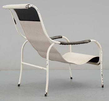 A Gustaf Isak Claesson lacquered metall and canvas easy chair, ca 1930.